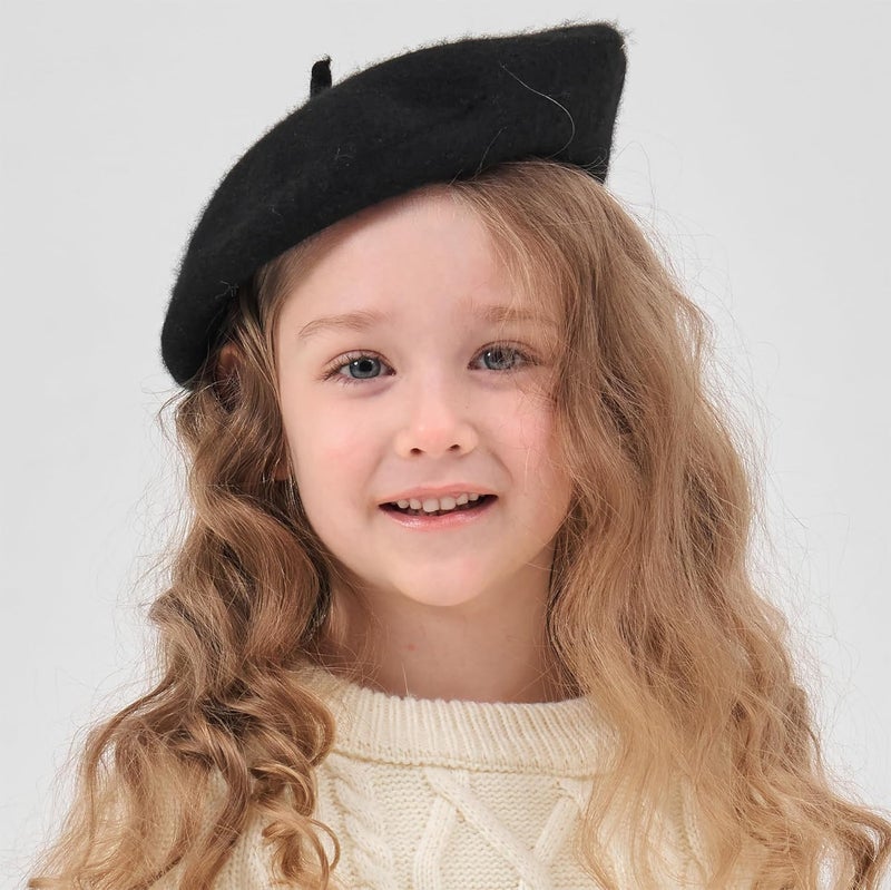 ZLYC Wool Kids Beret Hat Girls Solid Color Artist French Beret Cap - Image 2